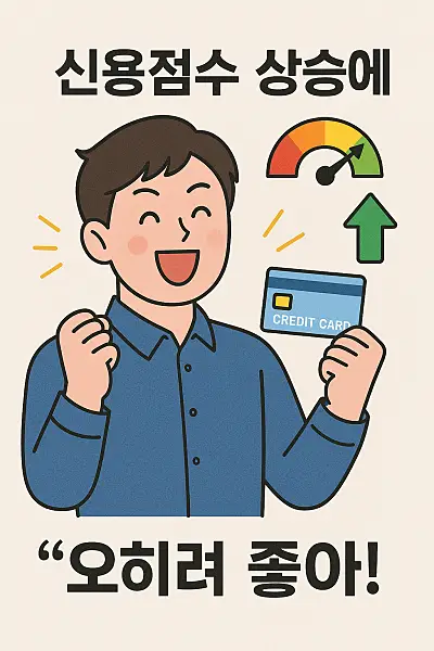 신용카드를 발급 받고 신용점수 상승에 오히려 좋아하는 모습