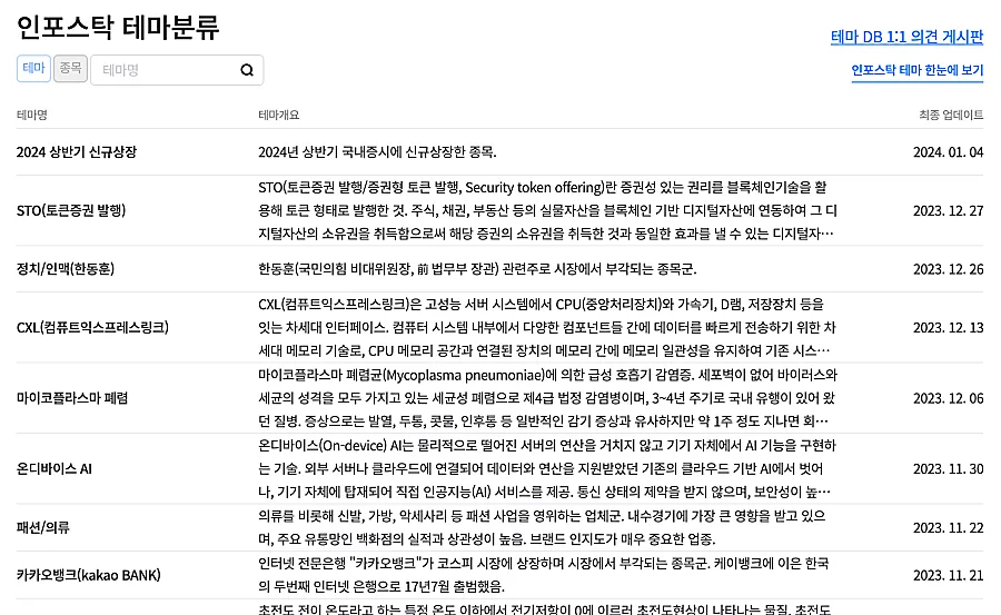 인포스탁-테마분류