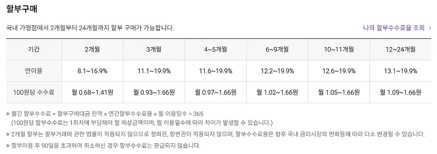 롯데카드-할부수수료율