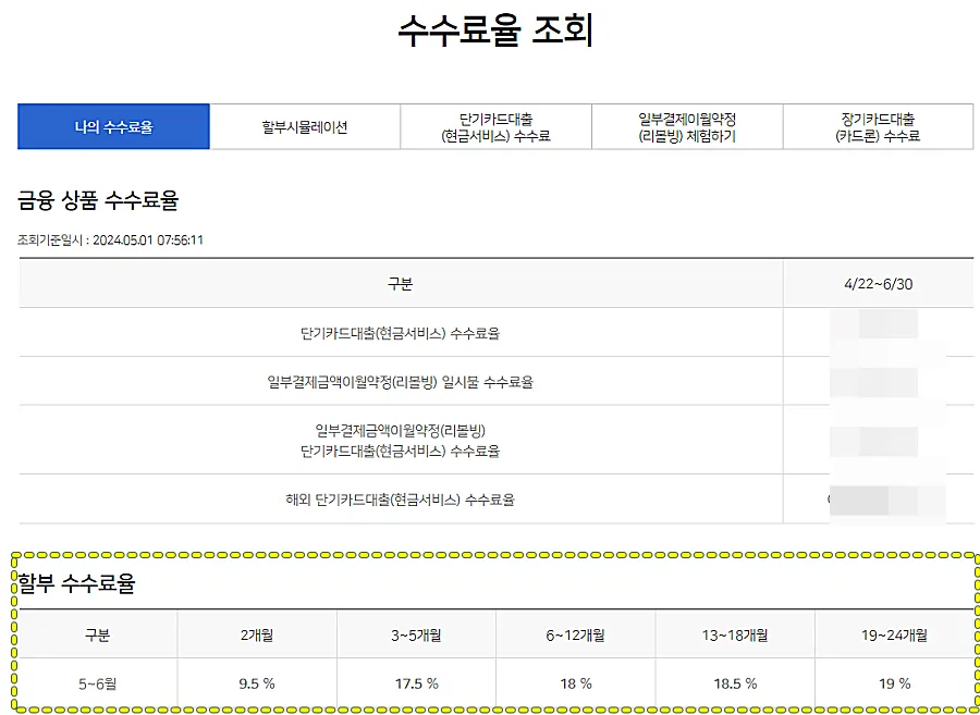 우리카드-할부수수료율