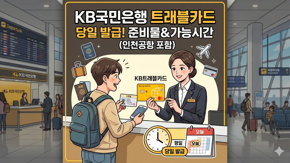 KB국민은행 트래블 카드 당일 발급