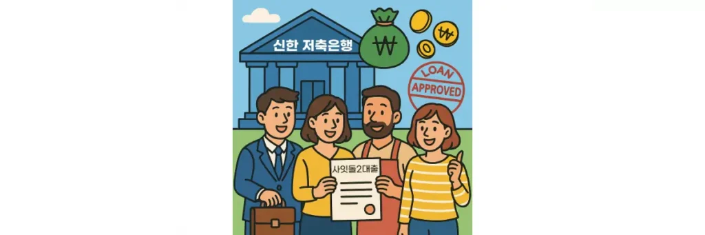 신한 저축은행 사잇돌2대출 승인 받고 기뻐하는 모습