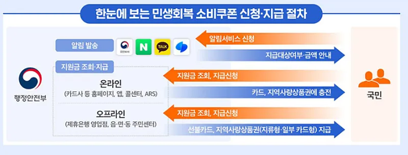 전국민 민생회복 소비쿠폰 신청 절차, 지급 과정