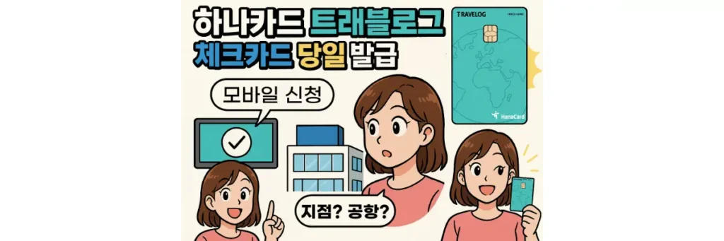 하나은행 트래블로그 체크카드 당일 발급하는 방법