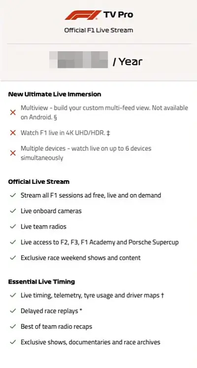 F1 TV Pro 프로그램