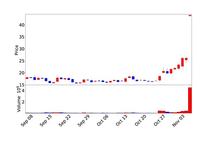 포지 글로벌 최근 2개월 주가 차트
