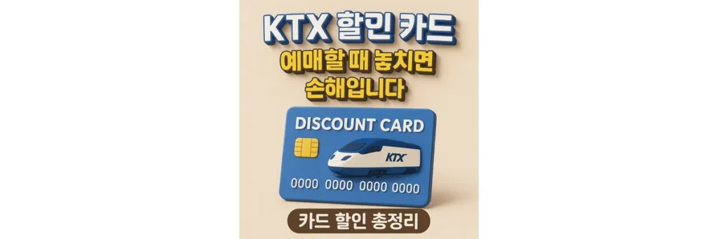 신용카드에 DISCOUNT CARD라고 적혀 있고, KTX 열차 그림이 있는 모습