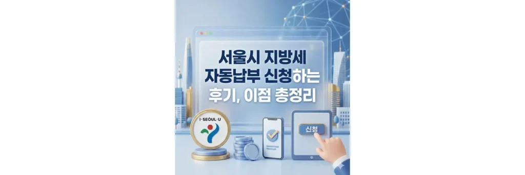 서울시 로고와 동전, 휴대폰이 있는 모습