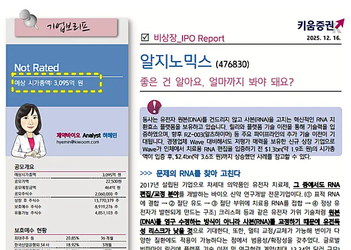 알지노믹스 리포트 일부