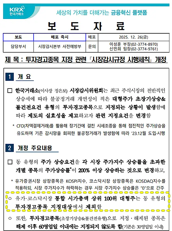 한국거래소 보도자료