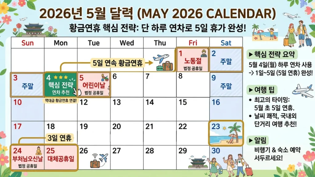 5월 달력과 연휴 일정, 연차 사용 전략