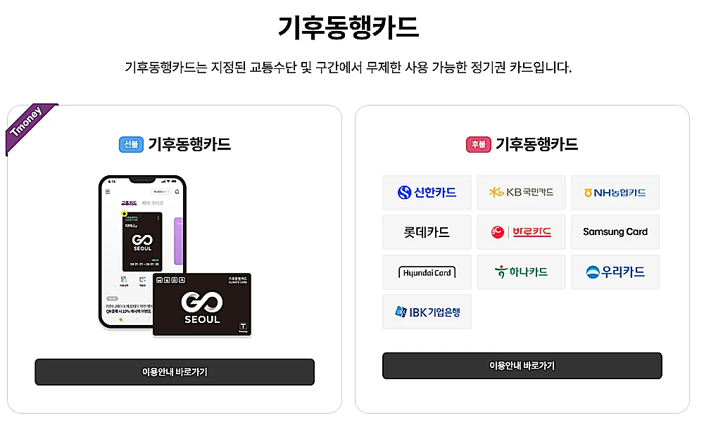 기후동행카드 안내 (출처: 티머니 홈페이지)