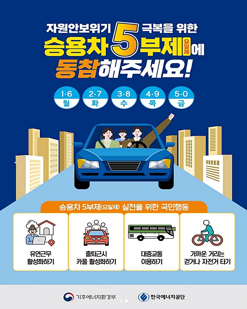 차량5부제 시행 안내문
