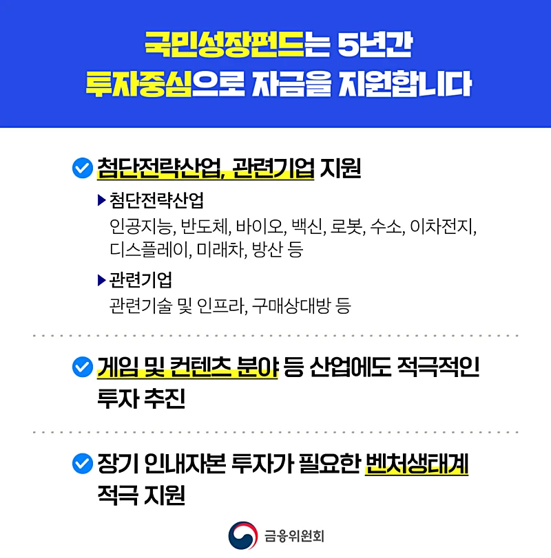 국민상장펀드 주요 투자 대상 (출처: 금융위원회 홈페이지)